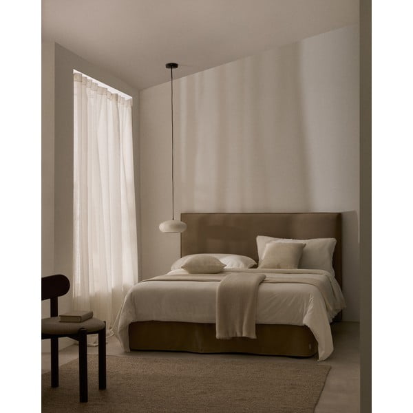 Smeđe-sivi tapecirani bračni krevet 180x200 cm Jaira – Kave Home-image-1