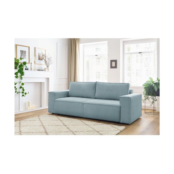 Mentol zelena sklopiva/s prostorom za odlaganje sofa od samta 245 cm Nihad – Bobochic Paris-image-1
