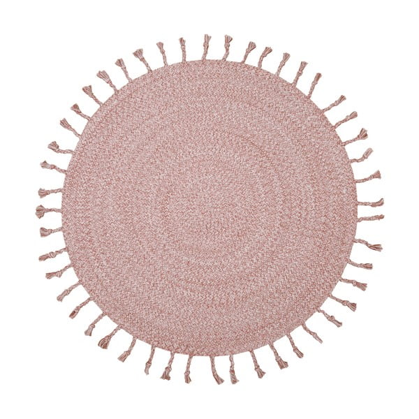 Ružičasti pamučni ručno izrađeni tepih Nattiot Octave, ø 110 cm