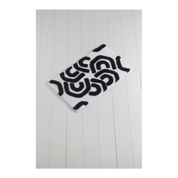 Crno-bijela kupaonska prostirka Waves Laturo, 100 x 60 cm