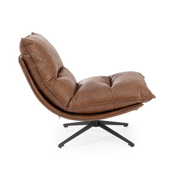 Konjak smeđa fotelja s prostorom za odlaganje od imitacije kože Alanez – Bizzotto-image-3