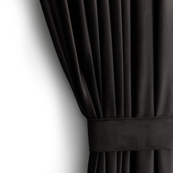 Crna zavjesa za djelomično zamračenje od samta 140x270 cm – Restilo-image-3