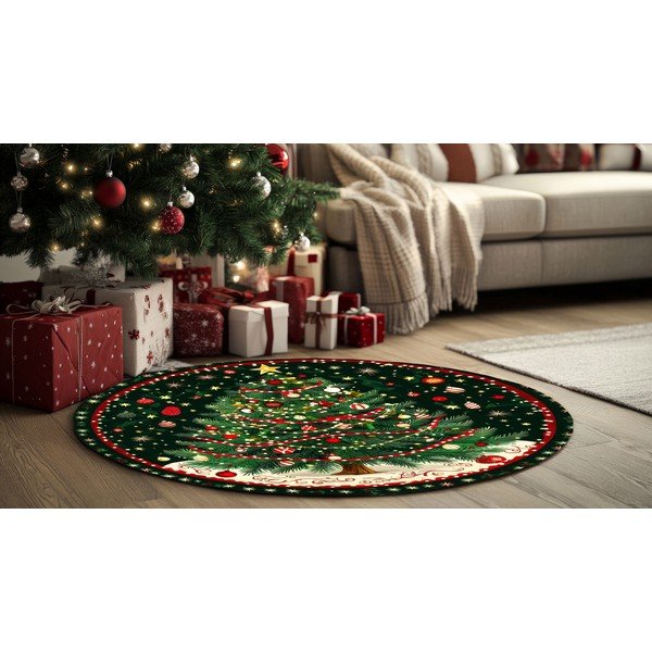 Zeleni okrugao tepih s božićnim motivom ø 120 cm – Conceptum Hypnose-image-2