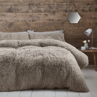 Smeđa posteljina za bračni krevet/za produženi krevet od mikropliša 230x220 cm Cuddly – Catherine Lansfield