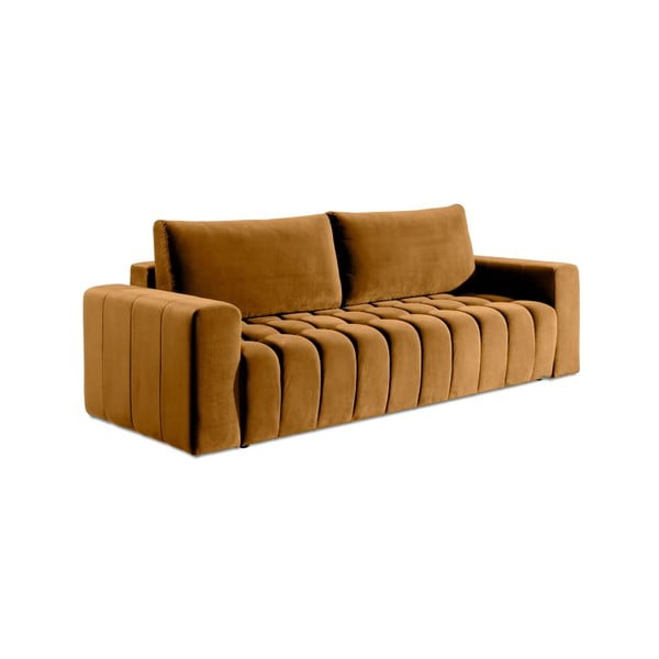 Žuta  baršunasti sklopiva/s prostorom za odlaganje sofa 247 cm Lazaro – ELTAP-image-2