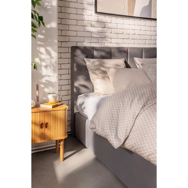 Sivi tapecirani bračni krevet s podnicom i prostorom za odlaganje 160x200 cm Thessa Bold Line – Bonami Selection-image-3
