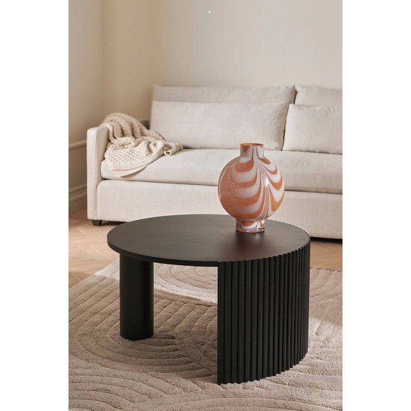 Crni okrugao stolić za kavu sa stolnom pločom od drveta manga ø 80 cm Bisselina – Ellos Home-image-1