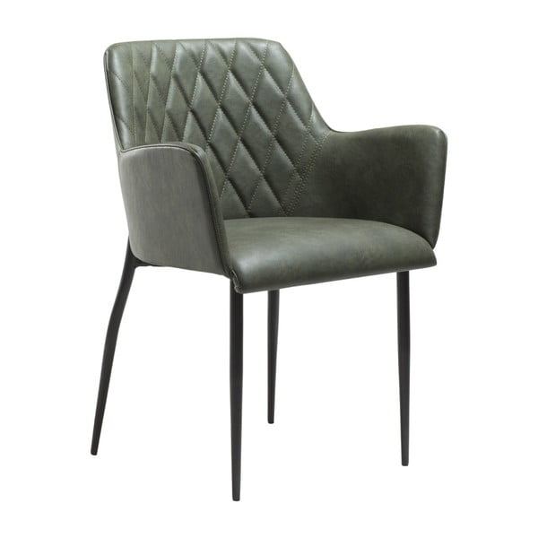 Zelena blagovaonska stolica od imitacije kože s naslonima za ruke DAN-FORM Denmark Rombo Faux