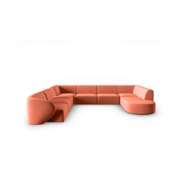 Ružičasta baršunasti kutna garnitura (s lijevim kutom/u obliku slova "U") Paolo – Milo Casa