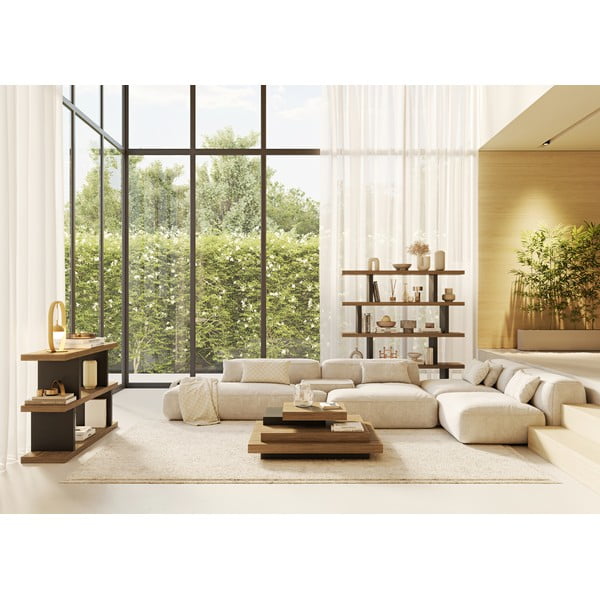 Crni/u prirodnoj boji stolić za kavu u dekoru oraha 110x110 cm Slate – TemaHome-image-1