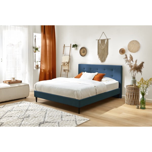 Plavi bračni krevet Bobochic Paris Rory Dark, 160 x 200 cm-image-3