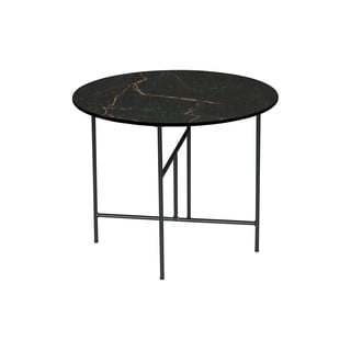 Crni stol s porculanskim pločom WOOOD Vida, ⌀ 60 cm