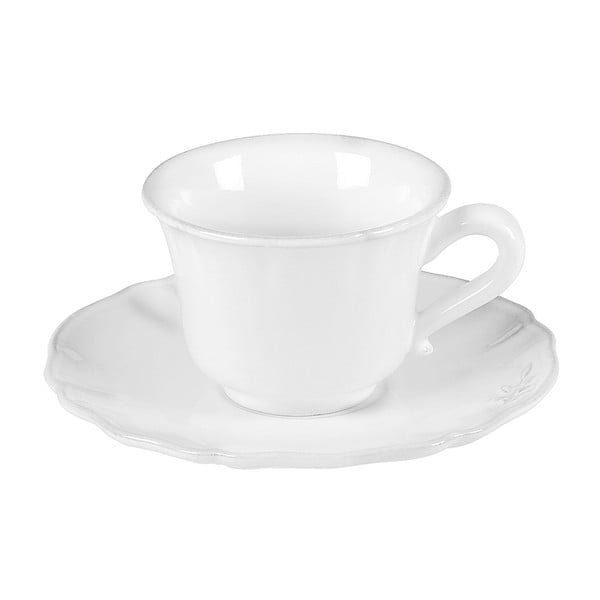 Bijela zemljana šalica za kavu s tanjurićem Costa Nova Alentejo, 90 ml