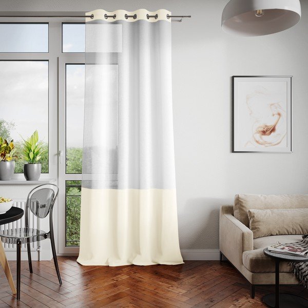 Bijelo-bež zavjesa AmeliaHome Irvelette Eyelets, 140 x 270 cm-image-2