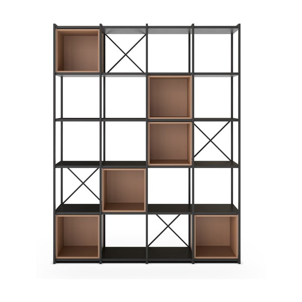 Crna/ciglasta biblioteka 140x179 cm Anya – Marckeric