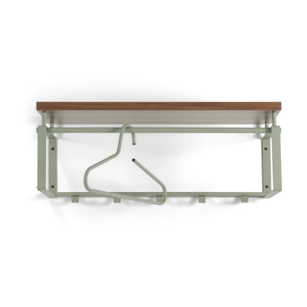 Smeđa/prljavo zelena metalna zidna vješalica s policom 70 cm Rex – Spinder Design-image-2