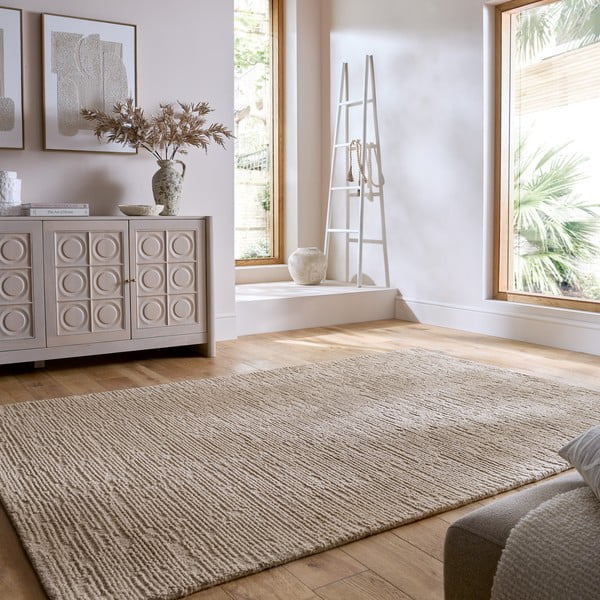 Bež ručno rađen vunen tepih 120x170 cm Harris Boucle – Flair Rugs-image-1