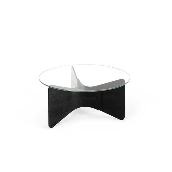 Crni okrugao stolić za kavu sa staklenom pločom stola 87x87 cm Madera – Umbra