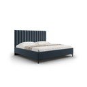 Tamno plavi tapecirani bračni krevet s prostorom za pohranu s podnicom 200x200 cm Casey – Mazzini Beds