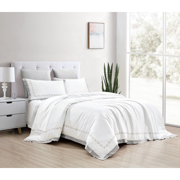 Bijela posteljina za bračni krevet/za produženi krevet od pamučnog satena s uključenom plahtom/6-dijelna 240x220 cm Diana – Mila Home Luxury