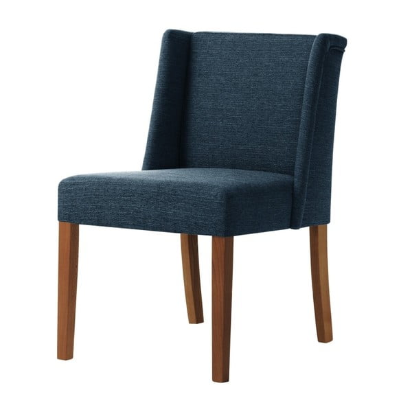 Plava stolica s tamnosmeđim nogama od bukve Ted Lapidus Maison Zeste