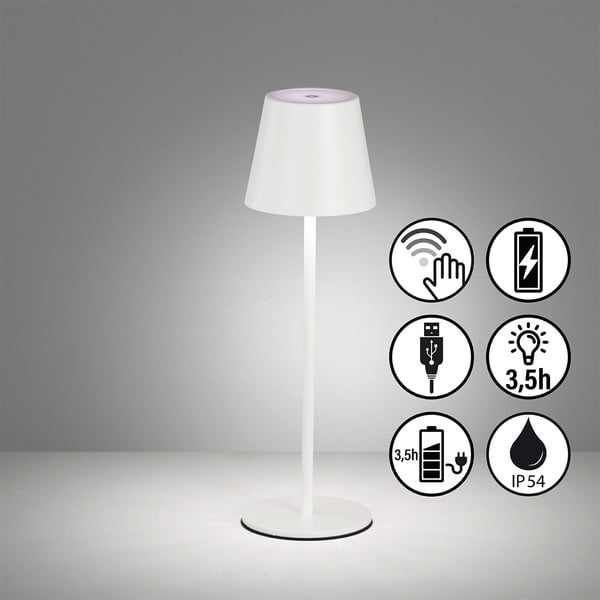 Bijela LED stolna lampa s metalnim sjenilom (visina 36,5 cm) Viletto – Fischer & Honsel-image-3