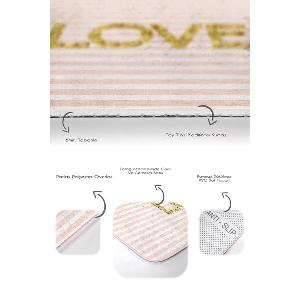 Ružičaste od samta kupaonske prostirke u setu 2 kom 60x100 cm Love – Mila Home-image-3