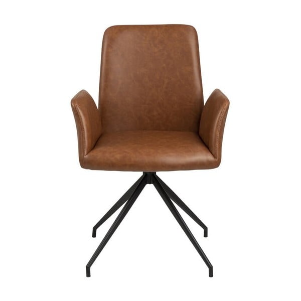 Konjak smeđa podstavljena blagovaonska stolica s naslonima za ruke Naya – Actona-image-2