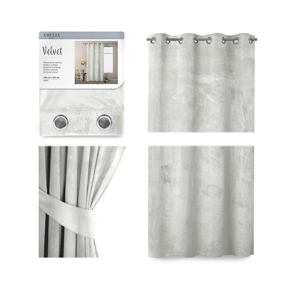 Bijela zavjesa s baršunastom površinom Amelehome Velvet, 140 x 245 cm-image-2