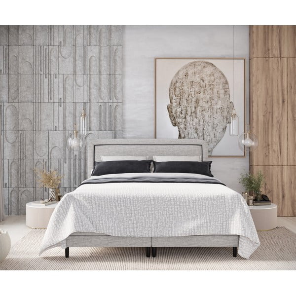 Svijetlo sivi boxspring krevet 160x200 cm Dove – Maison de Rêve-image-3