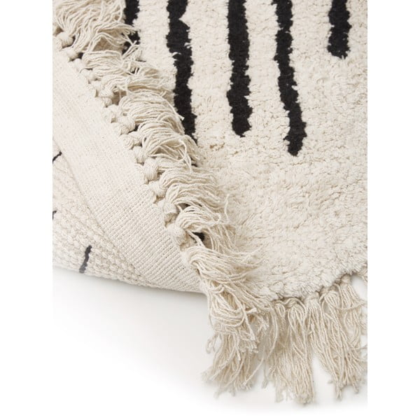 Bež-crni ručno tkani pamučni tepih Westwing Collection Fini, ø 150 cm-image-3