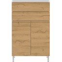 Bijeli niski kupaonski ormarić u dekoru hrasta 60x97 cm Torrance - Germania