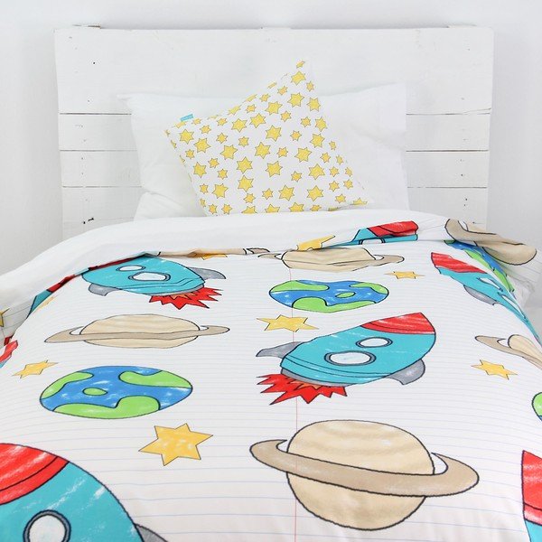 Dječje pamučne navlake za pokrivač i jastuk Mr. Fox Space Rocket, 140 x 200 cm-image-1