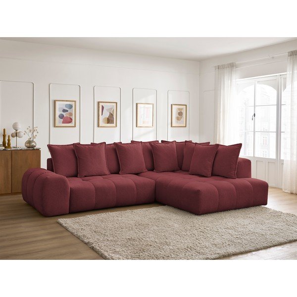 Bordo sklopiva/s prostorom za odlaganje kutna garnitura od šenila (s desnim kutom/u obliku slova L) Everest – Bobochic Paris-image-1