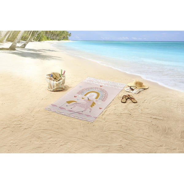 Ružičasti/bež ručnik za plažu 75x150 cm – Good Morning-image-1