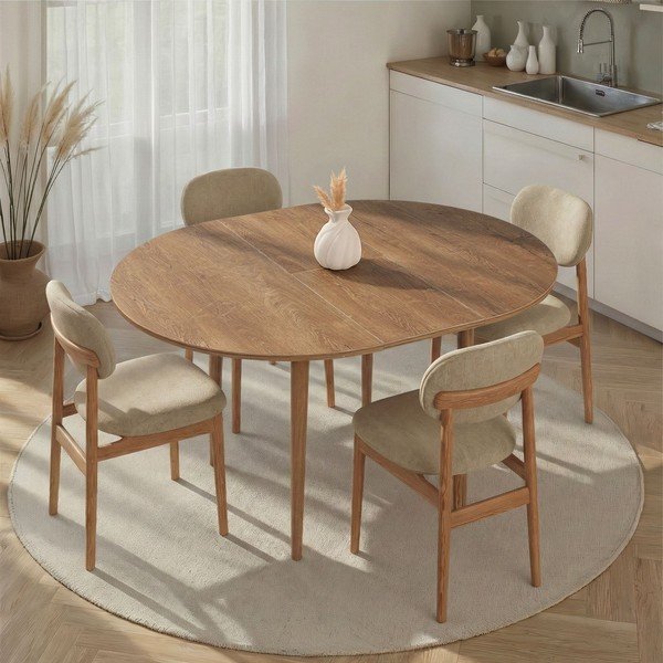Okrugao proširiv blagovaonski stol s dodatnom pločom u dekoru hrasta ø 100 cm Viona – Kalune Design-image-1