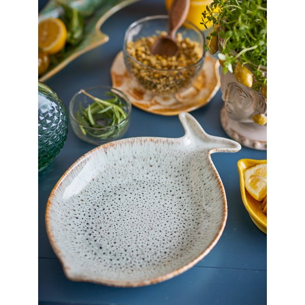 Plavi/bež tanjur za serviranje od kamenine Fleur – Bloomingville-image-4