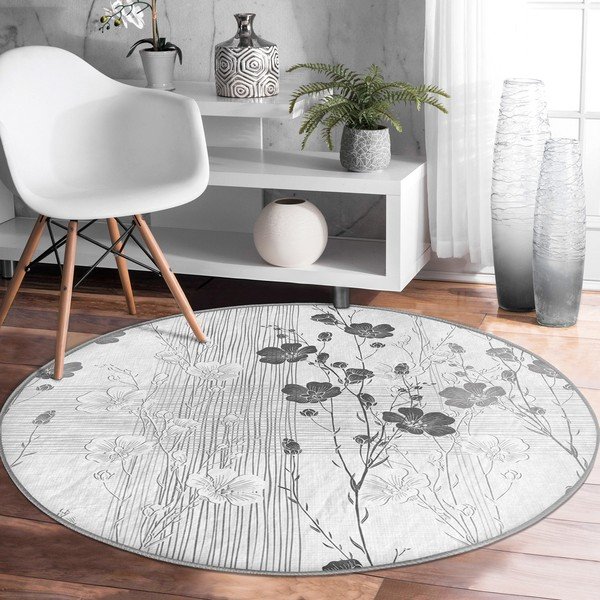 Sivi periv/pogodan za robotski usisavač okrugli tepih ø 80 cm Comfort – Mila Home-image-3