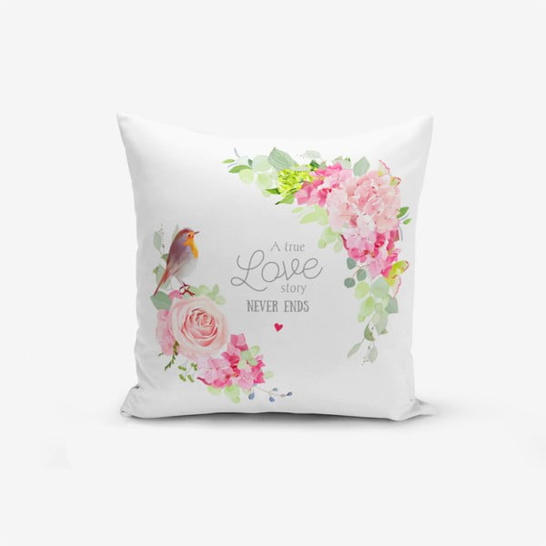 Jastučnica s primjesom pamuka Minimalist Cushion Covers Bird A True Love Story, 45 x 45 cm