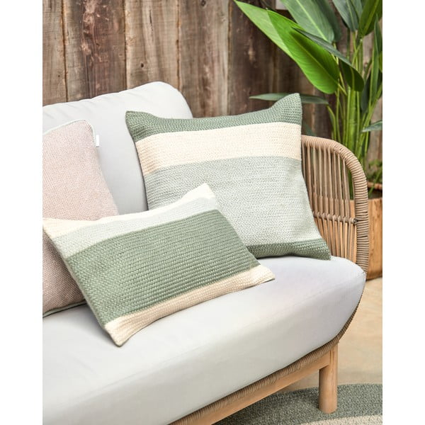 Zelena jastučnica od reciklirane plastike Kave Home Leeith, 30 x 50 cm-image-4