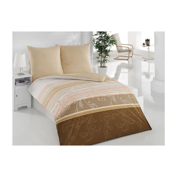 Posteljina s jastukom DoRedea Brown, za krevet za jednu osobu, 135x200 cm
