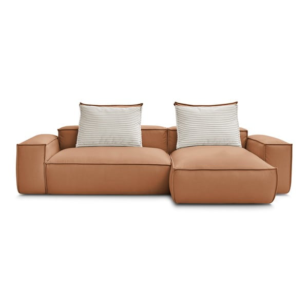 Smeđa kutna garnitura od imitacije kože (promjenjiva) Boheme – Bobochic Paris