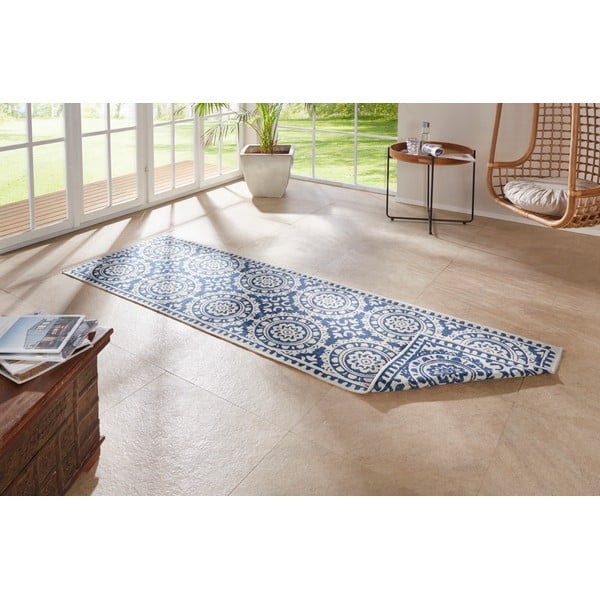 Plavo-krem vanjski tepih NORTHRUGS Jardin, 80 x 250 cm-image-1