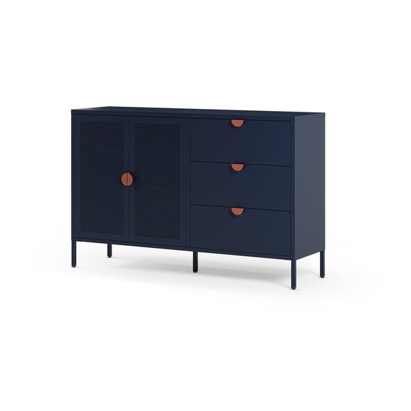 Tamno plava metalna komoda 140x90x40 cm Sayla – Marckeric-image-4