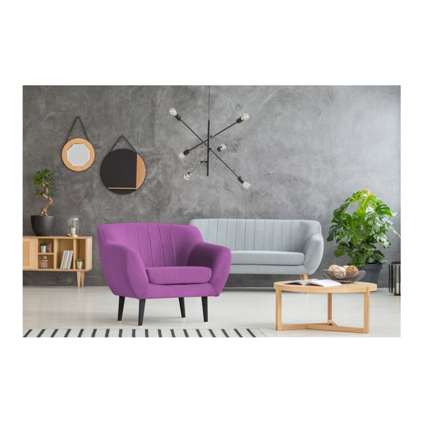 Ljubičasta Mazzini Sofas Toscane fotelja, crne noge-image-3