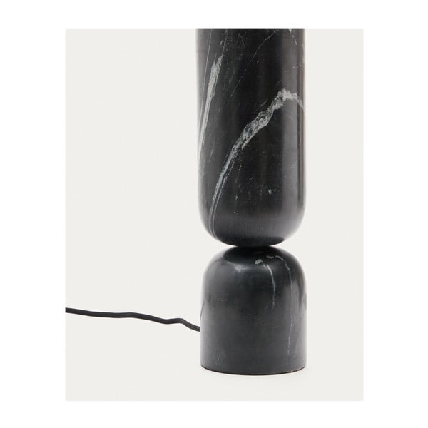 Crna mramorna stolna lampa s tekstilnim sjenilom (visina 57 cm) Vex – Kave Home-image-4