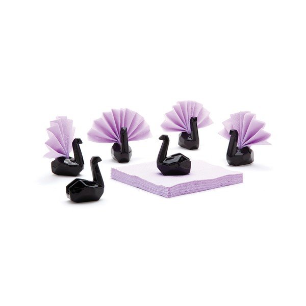 Set keramičkih držača za salvete, Salveta labud 6 kom, crna-image-1