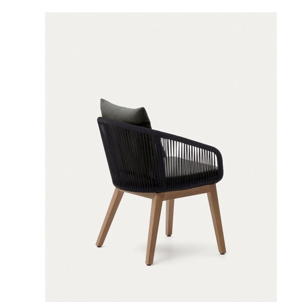 Crna vrtna fotelja od masivnog drveta Portalo – Kave Home-image-1