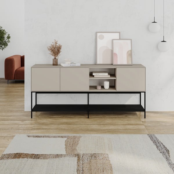 Crna/krem komoda 180x80x40 cm Amira – Marckeric-image-1