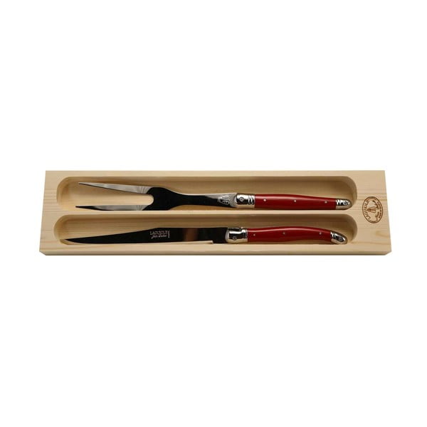 Set od 2 crvena kuhinjska alata od nehrđajućeg čelika u kutiji za odlaganje Jean Dubost
